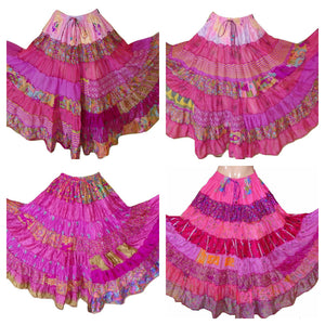 Banjara Gypsy Hippie Frill Skirts - PINK SHADES