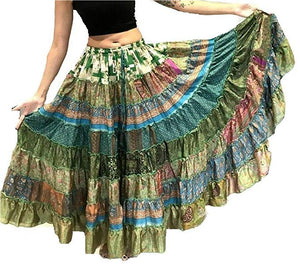 Banjara Gypsy Hippie Frill Skirts - GREEN SHADES - offer week