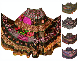 Banjara Gypsy Hippie Frill Skirts - BLACK SHADES