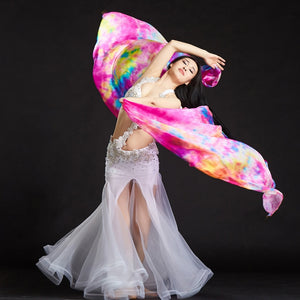 Rectangle Silk Veils Tie Dye Women Belly Dance Scarf Costumes