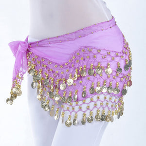 Belly Dance Costume Coin Hip Scarf Belt Sequin Shawl Practice Belt