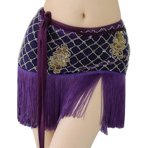 Belly Dance Costume Sequins Tassels Wraps Hip Scarf with Gold Coins