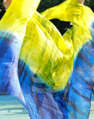 Rectangle 100% silk belly dance veil tie dye