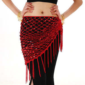 Belly Dance Costume Hip Scarf Belt Triangle Sequin Shawl Practice Belt
