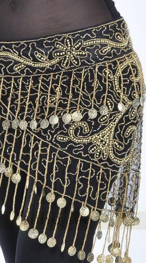 Belly Dance Egypt Hip Scarf with Coins Sequins