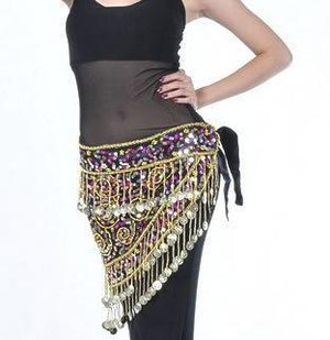 Belly Dance Egypt Hip Scarf with Coins Sequins