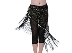 New design embroidery bellydance pearl hip scarf tassels Belts