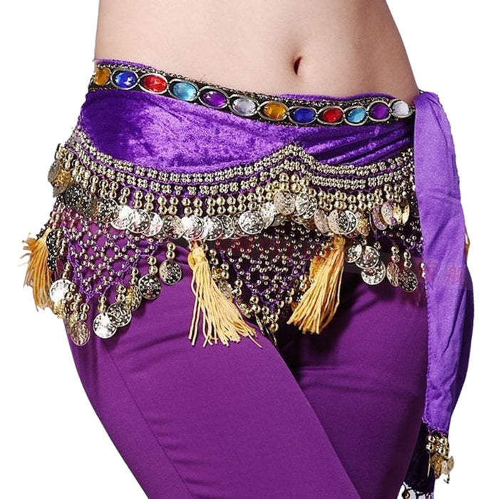 Colourful Rhinestone Velvet Belt for Belly dancing